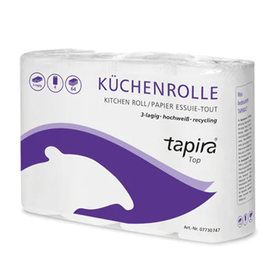 tapira Küchenrolle 3-lagig Papier hochweiß 4 Rl./Pack. tapira Küchenrolle 3-lagig Papier hochweiß 4 Rl./Pack.