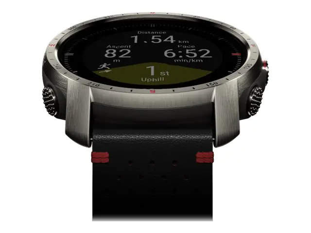 Polar Grit X Pro - Titan - Sportuhr mit Band - perforiertes Leder - grau - Bandgröße: M/L - Anzeige 3 cm (1.2") - Bluetooth - 41 g