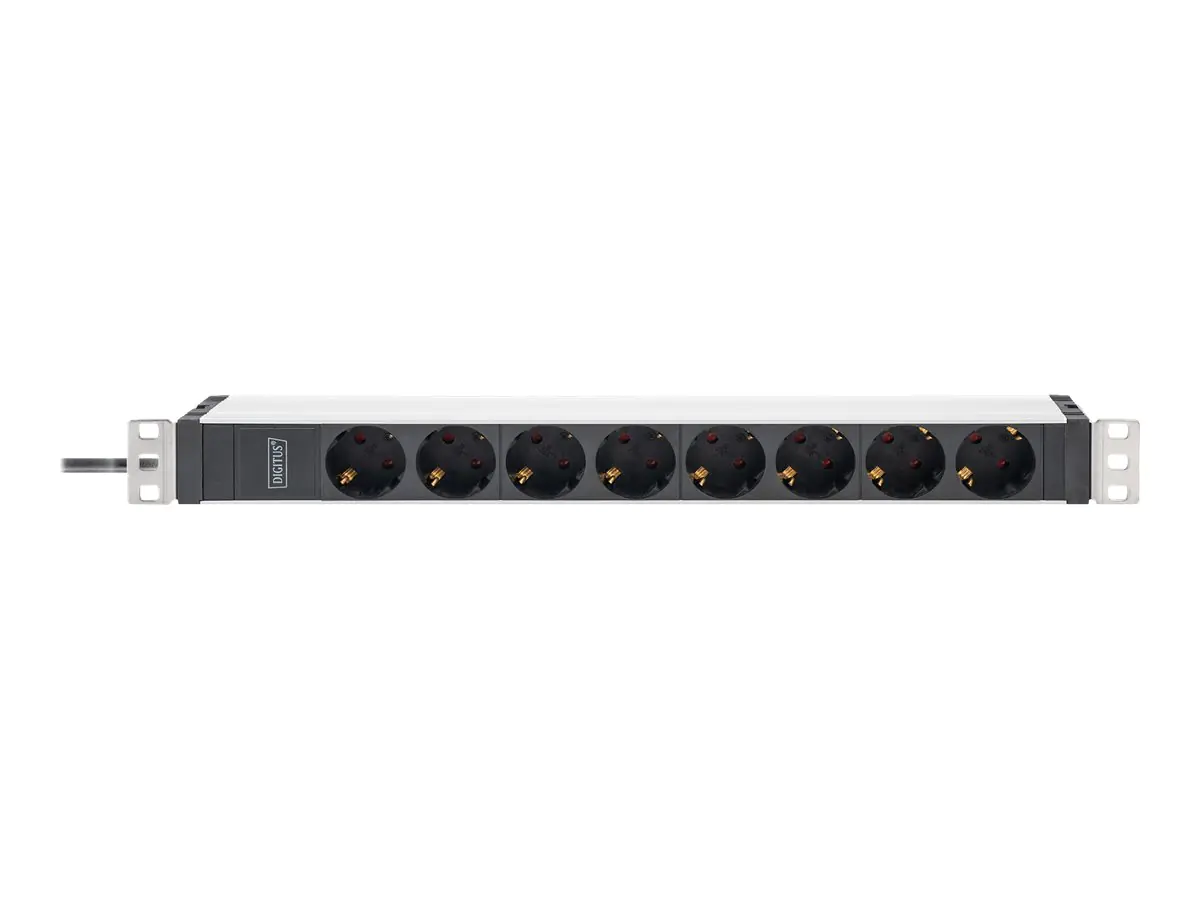 Digitus - Stromverteilungseinheit (Rack - einbaufähig) - Wechselstrom 230 V - 3600 VA - 1-phasig - Eingabe, Eingang IEC 60320 C20 - Ausgangsanschlüsse: 8 (power CEE 7/3) - 1U - 48.3 cm (19") - 2 m Schnur