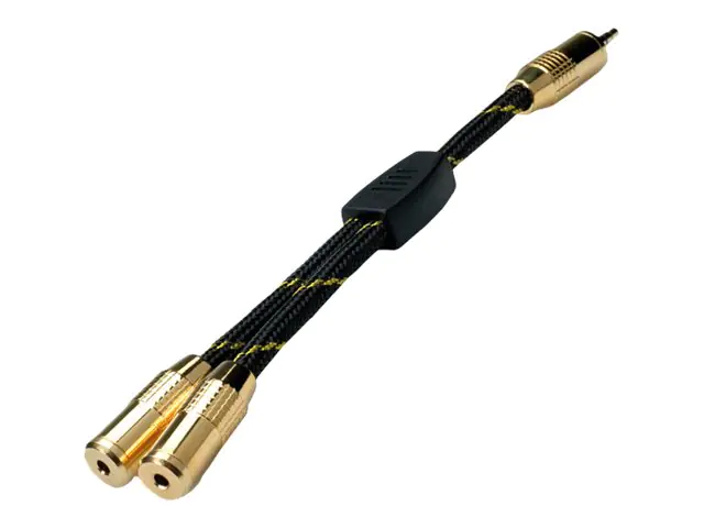 Roline Gold - Audio-Splitter - mini-phone stereo 3.5 mm weiblich zu mini-phone stereo 3.5 mm männlich - 20 cm - Schwarz, Gold