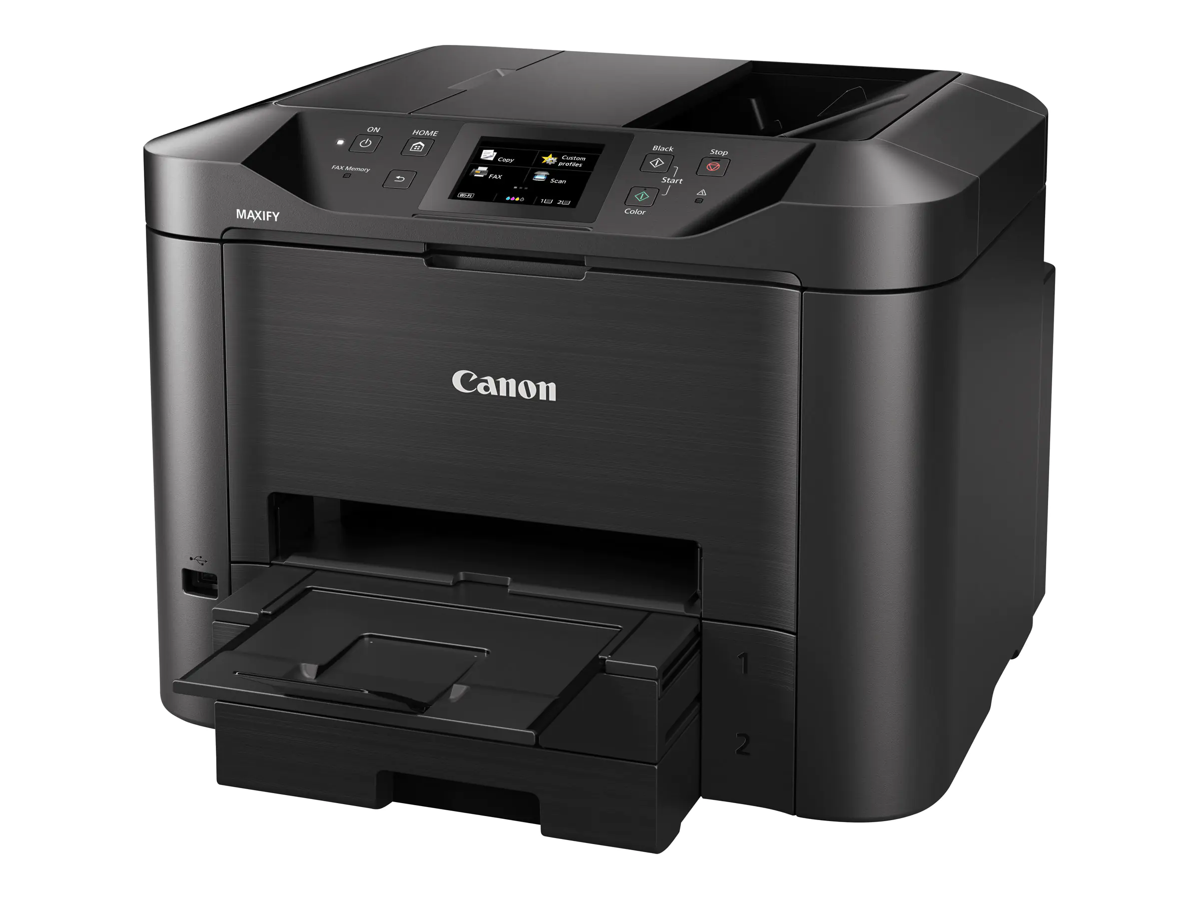 Canon MAXIFY MB5450 - Multifunktionsdrucker - Farbe - Tintenstrahl - A4 (210 x 297 mm), Legal (216 x 356 mm) (Original) - A4/Legal (Medien) - bis zu 22 Seiten/Min. (Kopieren) - bis zu 24 ipm (Drucken) - 500 Blatt - 33.6 Kbps - USB 2.0, LAN, Wi-Fi(n), USB-