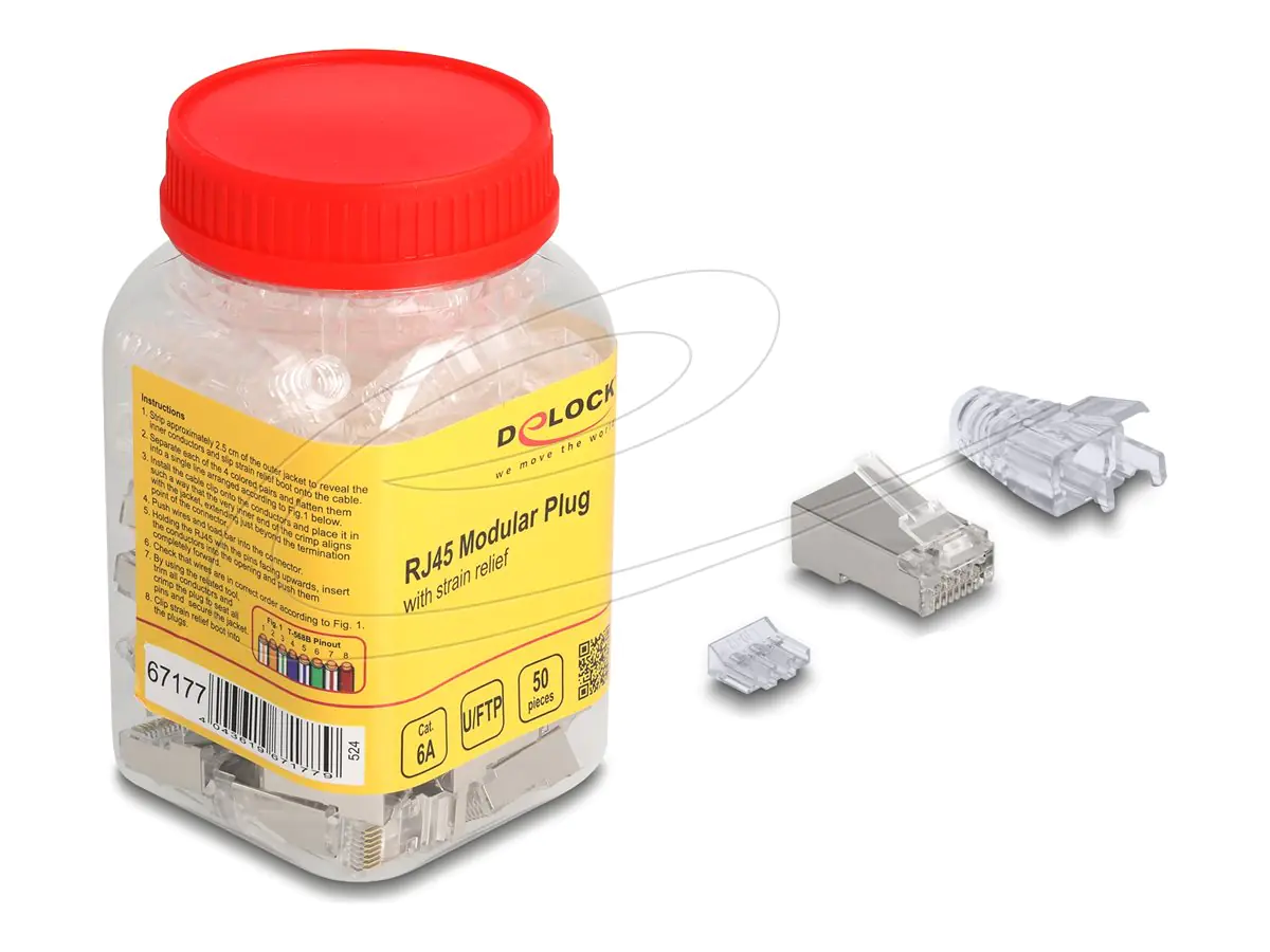 Delock Netzwerkanschluss - RJ-45 (M) - U/FTP - CAT 6a - bend protection boots, modular (Packung m
