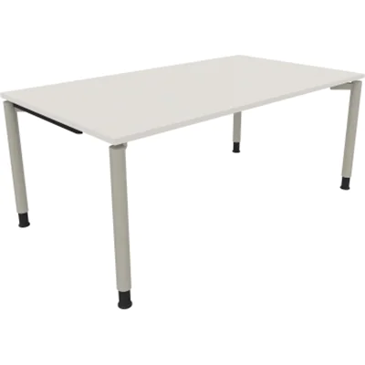 Schreibtisch Vierfuß Rundrohr B1800xT1000xH680-820 si/Weiß