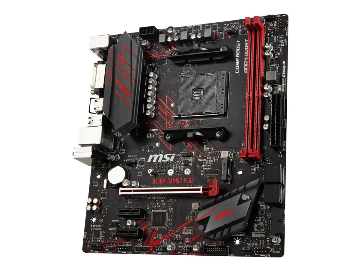 MSI B450M GAMING PLUS - Motherboard - micro ATX - Socket AM4 - AMD B450 Chipsatz - USB 3.1 Gen 1, USB-C Gen1 - Gigabit LAN - Onboard-Grafik (CPU erforderlich) - HD Audio (8-Kanal)