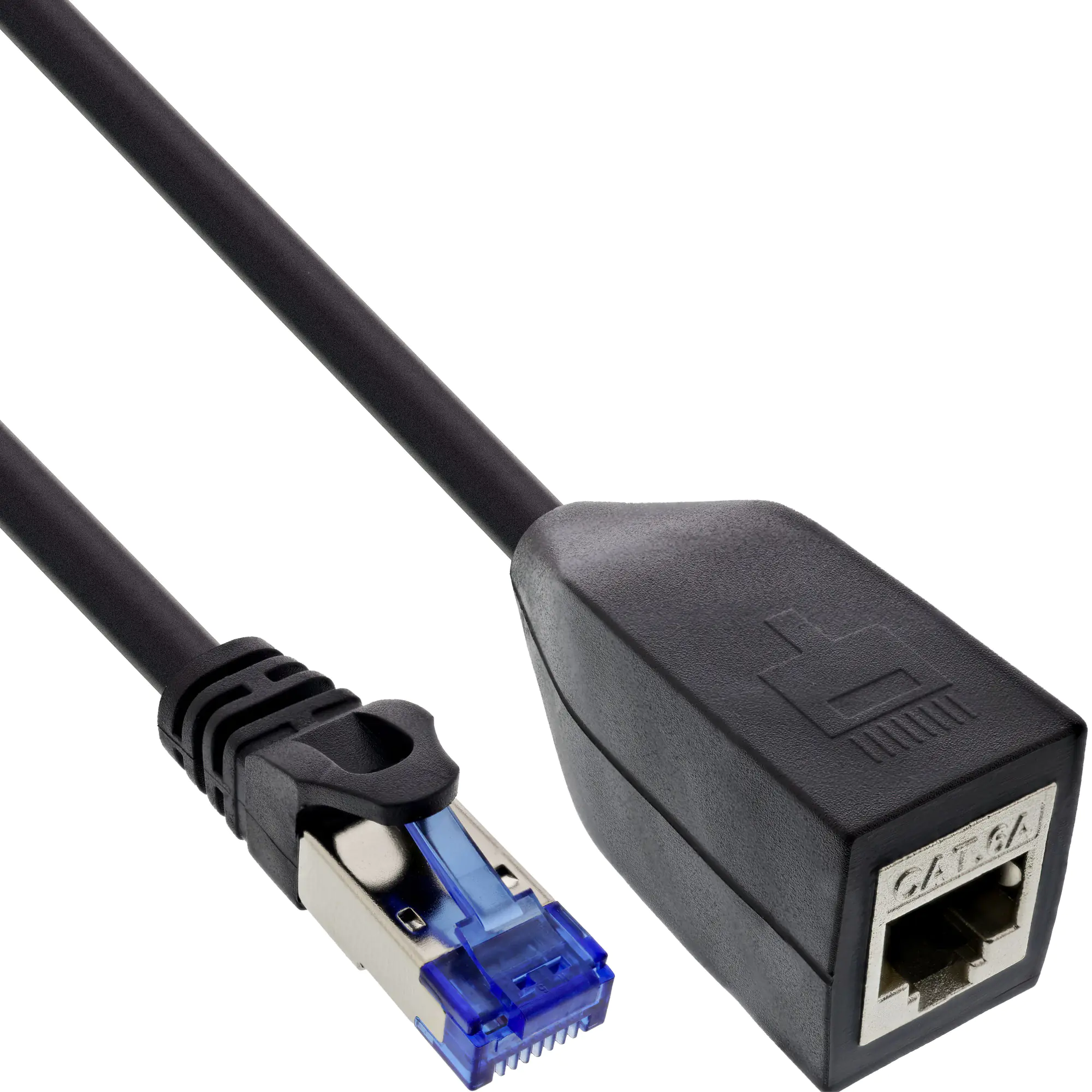InLine RJ45 Schnittstellenschutz Cat.6A S/FTP - RJ45 St./Bu. - schwarz - 0,2m InLine RJ45 Schnittstellenschutz Cat.6A S/FTP - RJ45 St./Bu. - schwarz - 0,2m