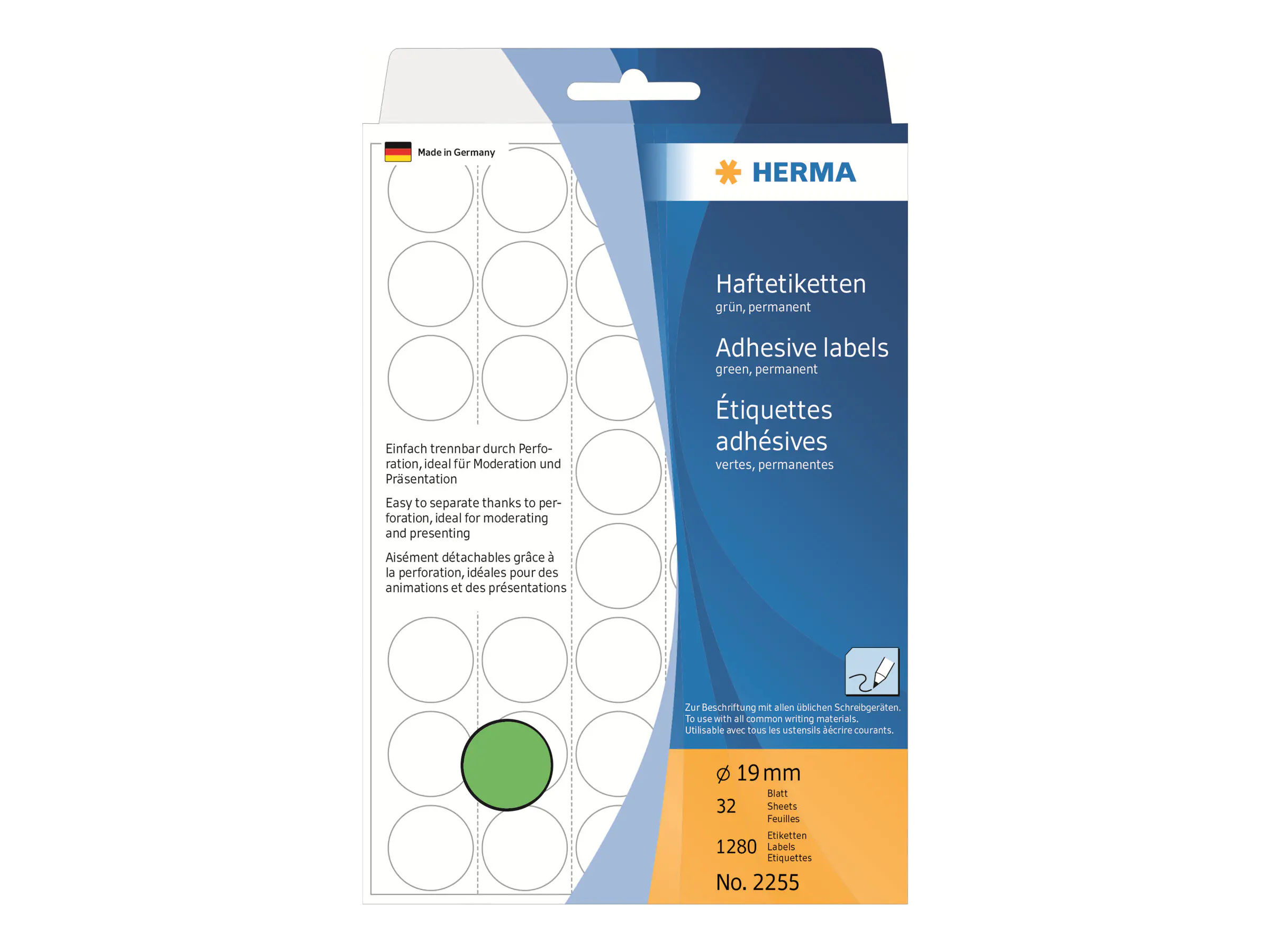 HERMA Markierungspunkt 2255 19mm Papier grün 1.280 St./Pack.