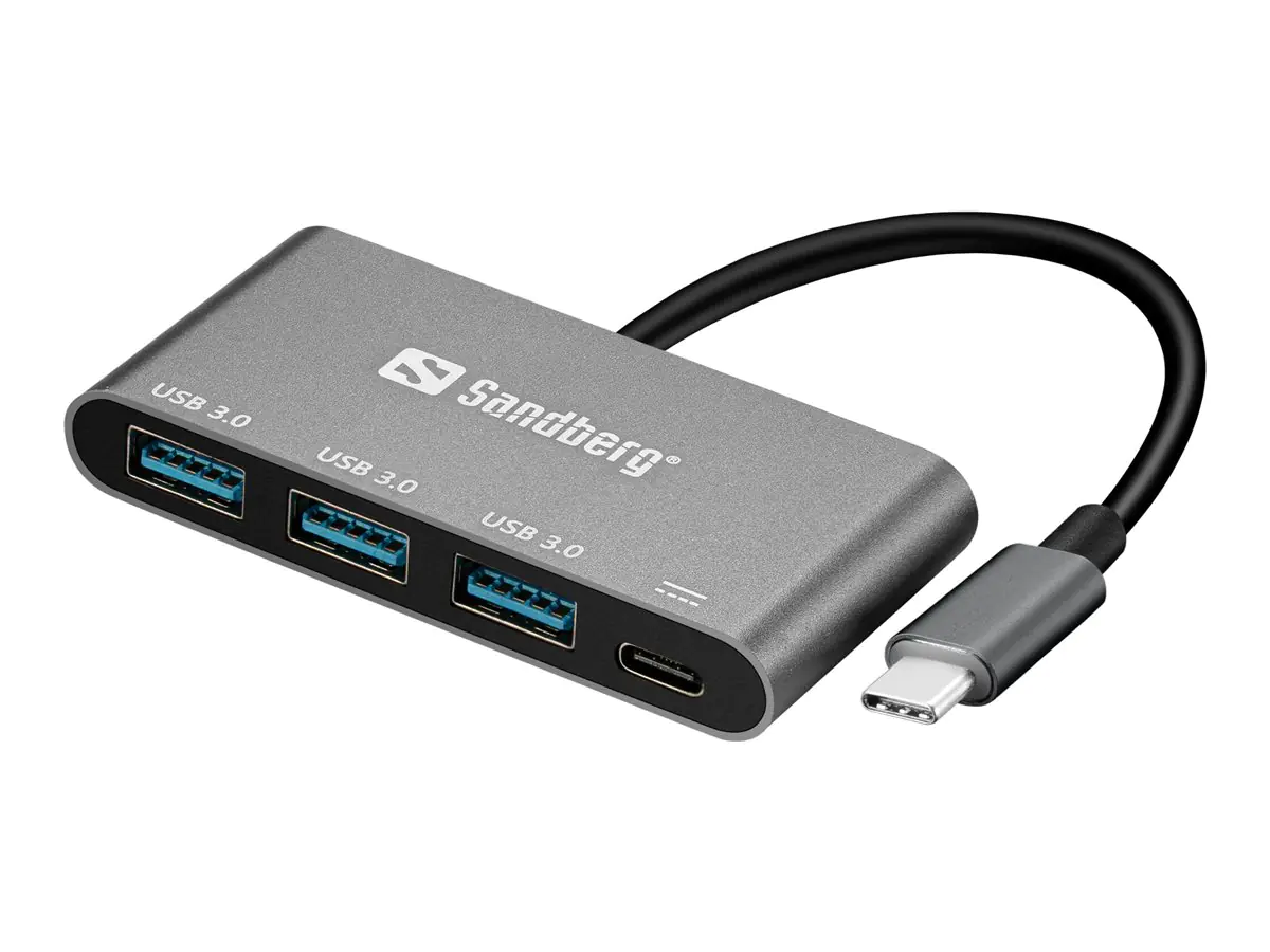 SANDBERG USB-Adapter - USB-C (M) bis 3x USB-A (W), USB-C (W) - 5000 MB/s - 136-03