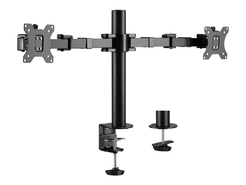 LogiLink - Befestigungskit - einstellbarer Arm - für 2 LCD-Displays - Stahl - Schwarz - Bildschirmgröße: 43.2-81.3 cm (17"-32") - Klemmmontage, Tülle