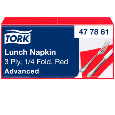 Tork Serviette 477861 33x33cm 3lg. 1/4 Falz rot 150 St./Pack. Tork Serviette 477861 33x33cm 3lg. 1/4 Falz rot 150 St./Pack.