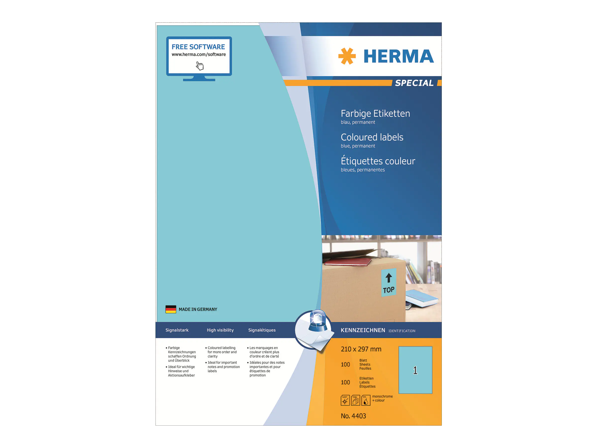 HERMA Special - Papier - matt - permanent selbstklebend - Blau - A4 (210 x 297 mm) 4403