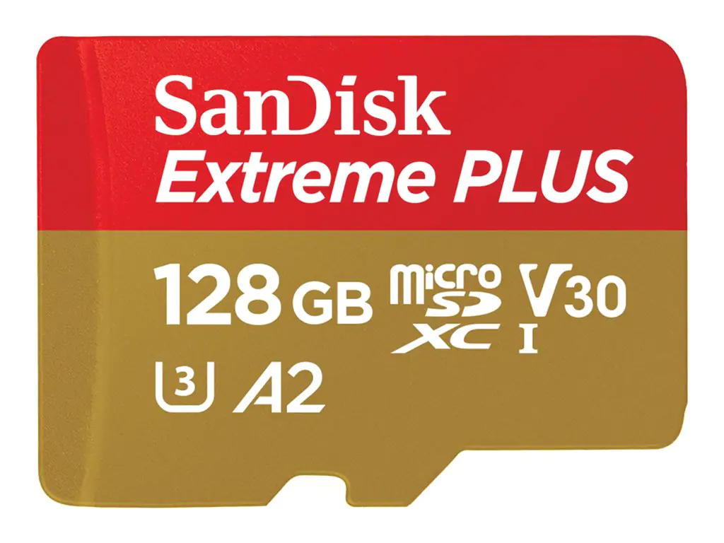 SanDisk Extreme PLUS - Flash-Speicherkarte (microSDXC-an-SD-Adapter inbegriffen) - 128 GB - A2 / Video Class V30 / UHS-I U3 / Class10 - microSDXC UHS-I SanDisk Extreme PLUS - Flash-Speicherkarte (microSDXC-an-SD-Adapter inbegriffen) - 128 GB - A2 / Video Class V30 / UHS-I U3 / Class10 - microSDXC UHS-I