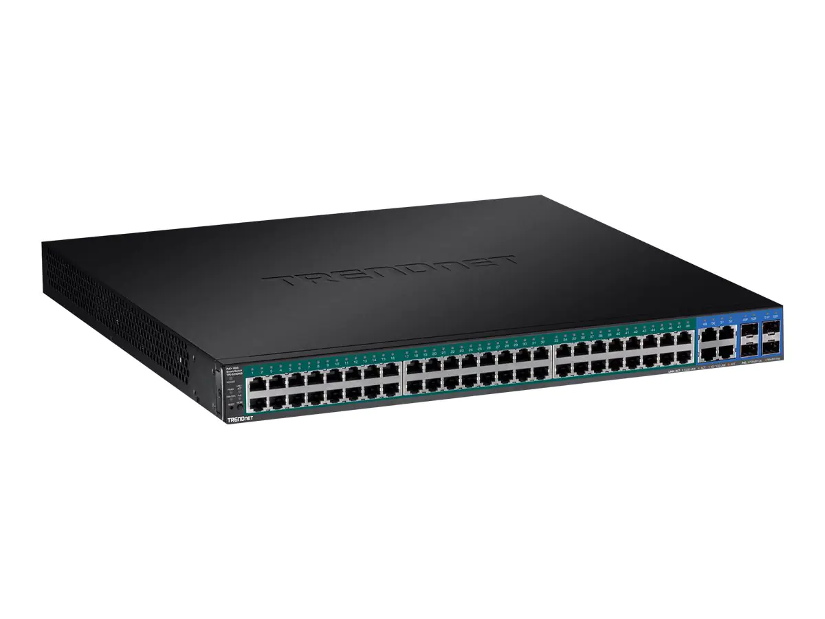 TRENDnet TPE 5240WS - Switch - Smart - 48 x 10/100/1000 (PoE+) + 4 x Kombi-Gigabit-SFP - Desktop, an Rack montierbar - PoE+ (370 W) - AC 100 - 240 V