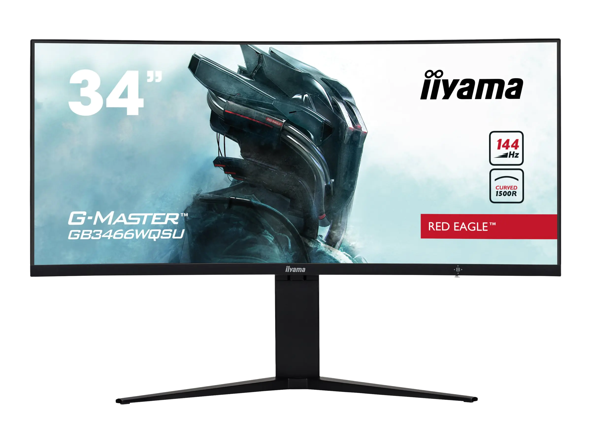 Iiyama G-MASTER Red Eagle - LED-Monitor - gebogen - 86.462 cm (34") - 3440 x 1440 UWQHD @ 144 Hz - VA - 400 cd/m² - 3000:1 - DisplayHDR 400 - 1 ms - 2xHDMI, 2xDisplayPort - Lautsprecher - mattschwarz