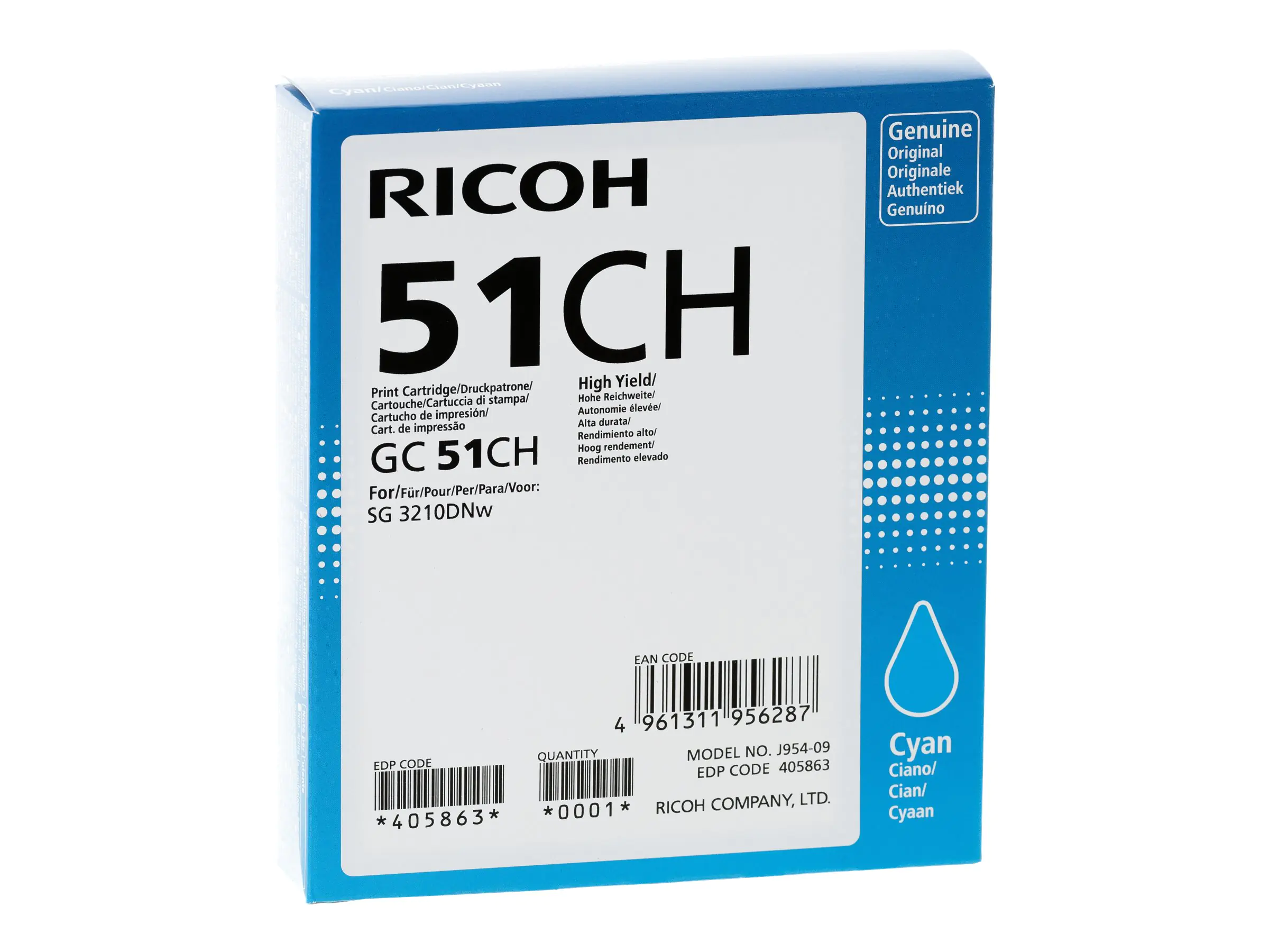 Ricoh GC 51CH - Hohe Ergiebigkeit - Cyan - Original - Tintenpatrone - für Ricoh SG 3210DNw