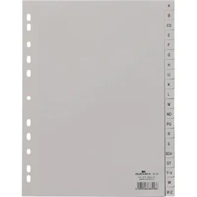 DURABLE Register 651010 DIN A4 volldeckend A-Z 20tlg. PP grau DURABLE Register 651010 DIN A4 volldeckend A-Z 20tlg. PP grau