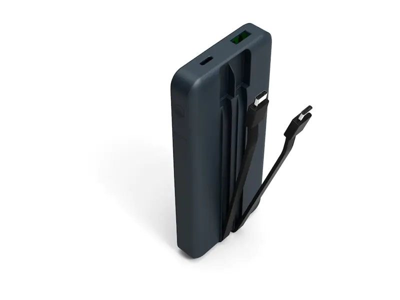 PORT Designs PORT Connect - Powerbank - mit eingebauten USB-C-Kabeln - 10000 mAh - 37 Wh - 20 Watt - 3 A - QC, PD - 4 Ausgabeanschlussstellen (3 x USB-C, USB) 907006