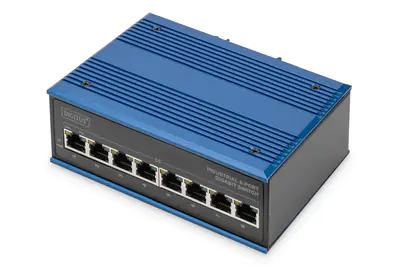DIGITUS 8 Port Gigabit Ethernet Netzwerk PoE Switch, Industrial, Unmanaged DN-651121