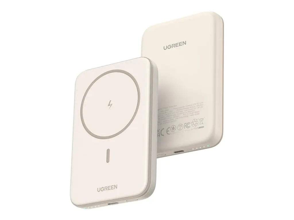 Ugreen Induktive Power Bank - Li-Ion - 5000 mAh - 18.5 Wh - 15 Watt - 3 A - PD 3.0, QC 2.0, USB BC 1.2 (24 pin USB-C) 25207