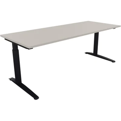 Schreibtisch Kufe Einzels. Quadrat B2000xT800xH650-850 an/Lichtgrau