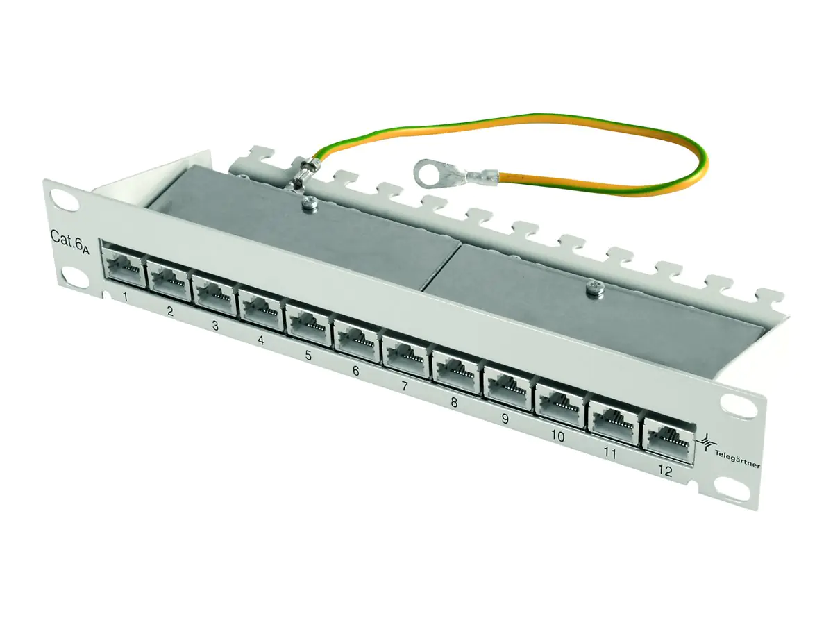 Telegärtner Karl Gärtner 10 Patch Panel\>255 mm\< MPP12-HS KCat.6a 1HE RAL7035 100007002 - Patch-Pan