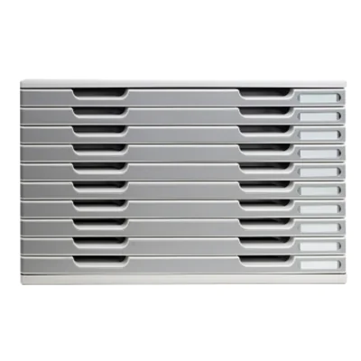 Exacompta Schubladenbox MODULO 10 Schubladen DIN A3+ Polystyrol Gehäusefarbe: lichtgrau Farbe der Schublade: steingrau Exacompta Schubladenbox MODULO 10 Schubladen DIN A3+ Polystyrol Gehäusefarbe: lichtgrau Farbe der Schublade: steingrau