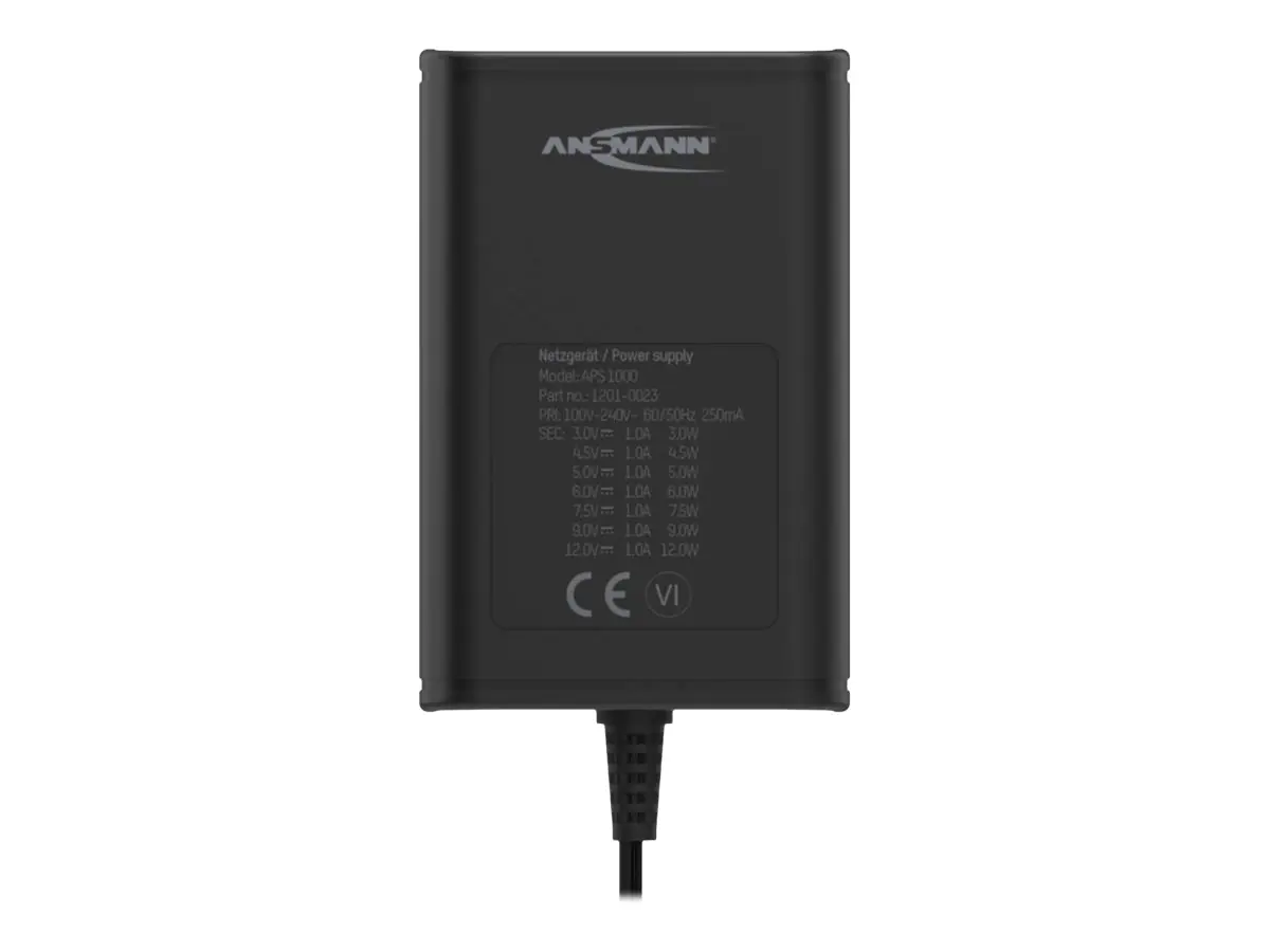 ANSMANN APS 1000 - Netzteil - 12 Watt - 1 A - Schwarz - Europa ANSMANN APS 1000 - Netzteil - 12 Watt - 1 A - Schwarz - Europa