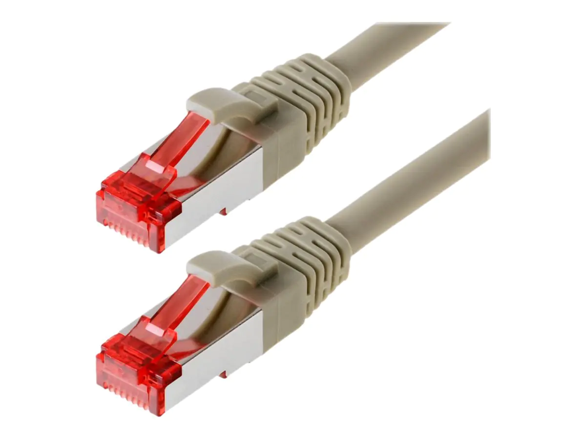 Helos - Patch-Kabel - RJ-45 (M) zu RJ-45 (M) - 3 m - SFTP, PiMF - CAT 6 - geformt, halogenfrei, ohne Haken - Grau