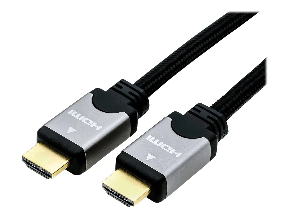 Roline - HDMI-Kabel mit Ethernet - HDMI männlich zu HDMI männlich - 1.5 m - Doppelisolierung - Schwarz, Silber - 4K Unterstützung