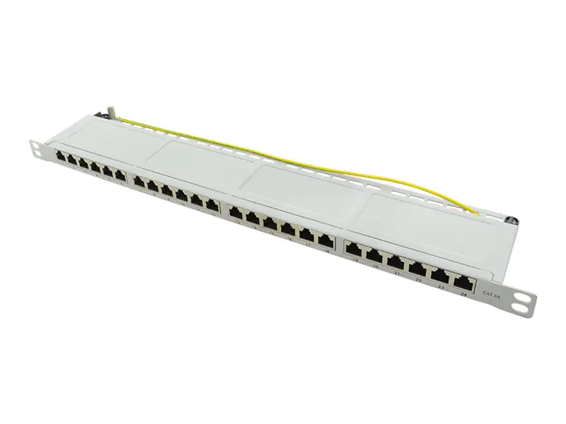 LogiLink - Patch Panel - Rack montierbar - CAT 6a - STP - RJ-45 X 24 - Grau, RAL 7035 - 0.5U - 48.3 cm (19")
