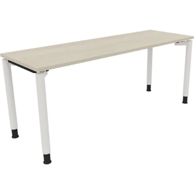 Schreibtisch Vierfuß Rundrohr B1800xT600xH680-820 ws/Akazie hell