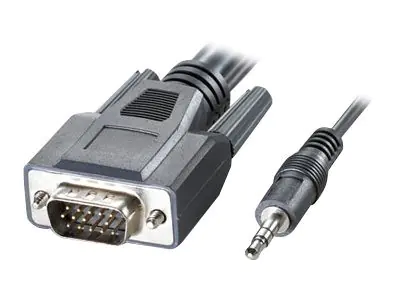 Roline Combi - VGA-Kabel - HD-15 (VGA), Stereo Mini-Klinkenstecker (M) bis HD-15 (VGA), Stereo Mini-Klinkenstecker (M) - 20 m - Daumenschrauben - Dunkelgrau