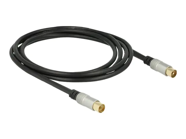 Delock Premium - Antennenverlängerungskabel - IEC-Anschluss weiblich zu IEC-Anschluss männlich - 2 m - Vierfach abgeschirmtes Koaxialkabel - 120 dB - Schwarz