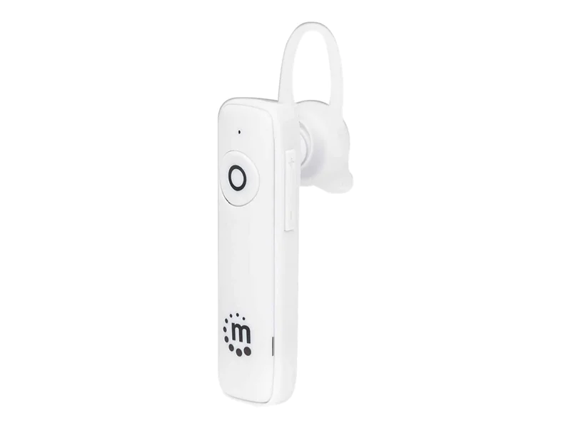 Manhattan Single Ear Bluetooth Headset (Clearance Pricing), Omnidirectional Mic, Integrated Controls, White, 10 hour usage time, Range 10m, USB-A charging cable included, Bluetooth v4.0, 3 year warranty, Boxed - Headset - im Ohr - Bluetooth - kabellos - w