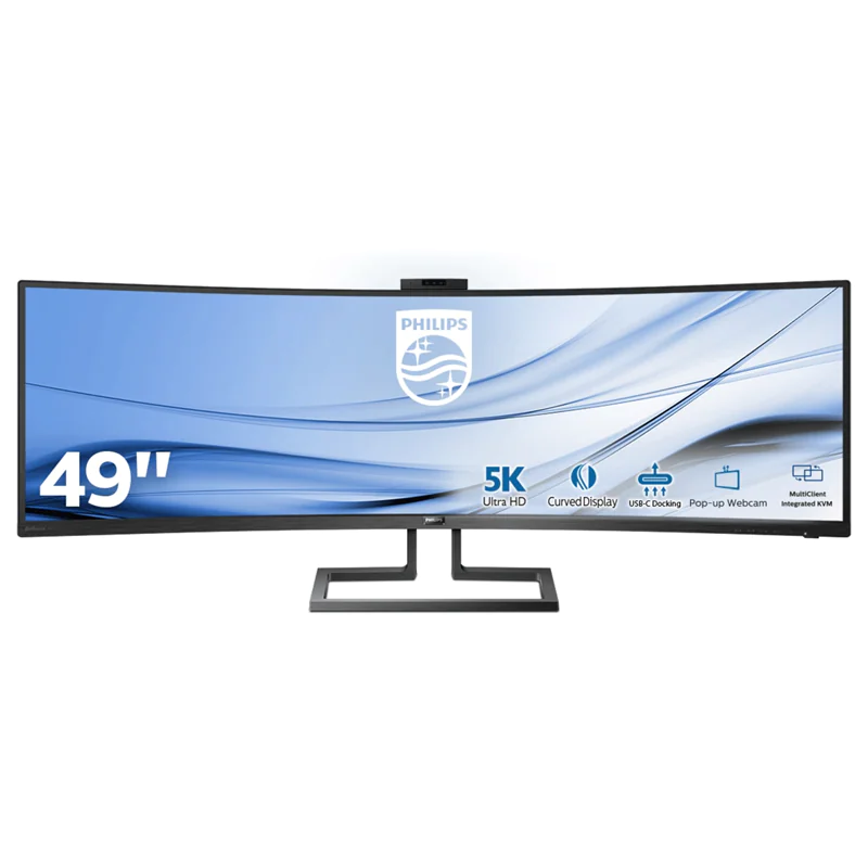Philips Brilliance P-line 499P9H - LED-Monitor - gebogen - 124.5 cm (49") (48.8" sichtbar) - 5120 x 1440 Dual Quad HD @ 60 Hz - VA - 450 cd/m² - 3000:1 - DisplayHDR 400 - 5 ms - 2xHDMI, DisplayPort, USB-C - Lautsprecher - Textured Black