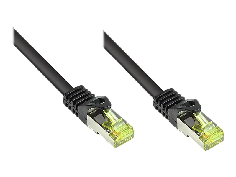 Good Connections RNS - Patch-Kabel - RJ-45 (M) bis RJ-45 (M) - 15 cm - SFTP, PiMF - CAT 7 - halogenfrei, ohne Haken - Schwarz