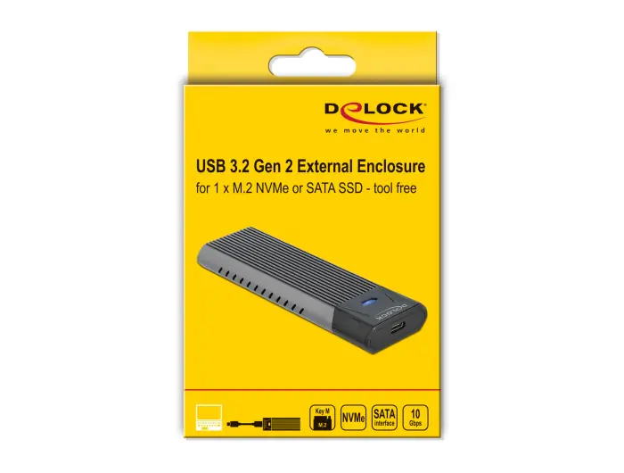 Delock Externes USB Type-C Combo Gehäuse für M.2 NVMe PCIe oder SATA SSD 42638