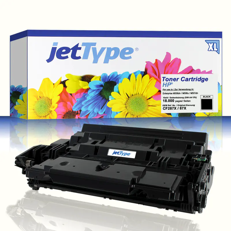 jetType Toner kompatibel zu HP CF287X 87X Schwarz 18.000 Seiten Große Füllmenge jetType Toner kompatibel zu HP CF287X 87X Schwarz 18.000 Seiten Große Füllmenge