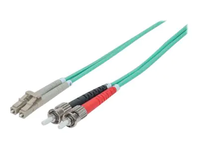 Intellinet Fibre Optic Patch Cable, OM3, ST/LC, 2m, Aqua, Duplex, Multimode, 50/125 Âµm, LSZH, Fiber, Lifetime Warranty, Polybag - Patch-Kabel - ST multi-mode (M) bis LC Multi-Mode (M) - 2 m - Glasfaser - Duplex - 50/125 Mikrometer - OM3 - halogenfrei - A
