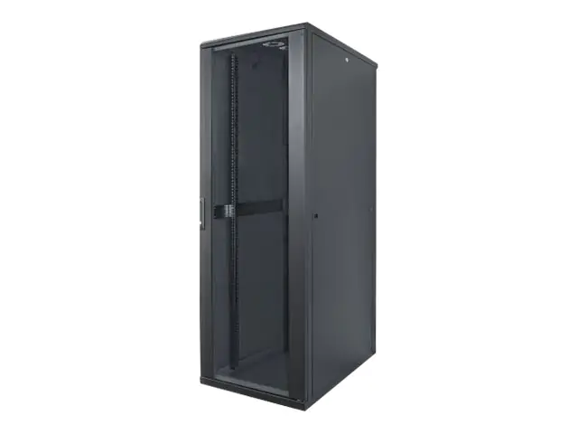 Intellinet Network Cabinet, Free Standing (Standard), 42U, Usable Depth 123 to 573mm/Width 703mm, Black, Flatpack, Max 1500kg, Server Rack, IP20 rated, 19", Steel, Multi-Point Door Lock, One Lock Per Side Panel, Three Year Warranty - Schrank Netzwerkschra