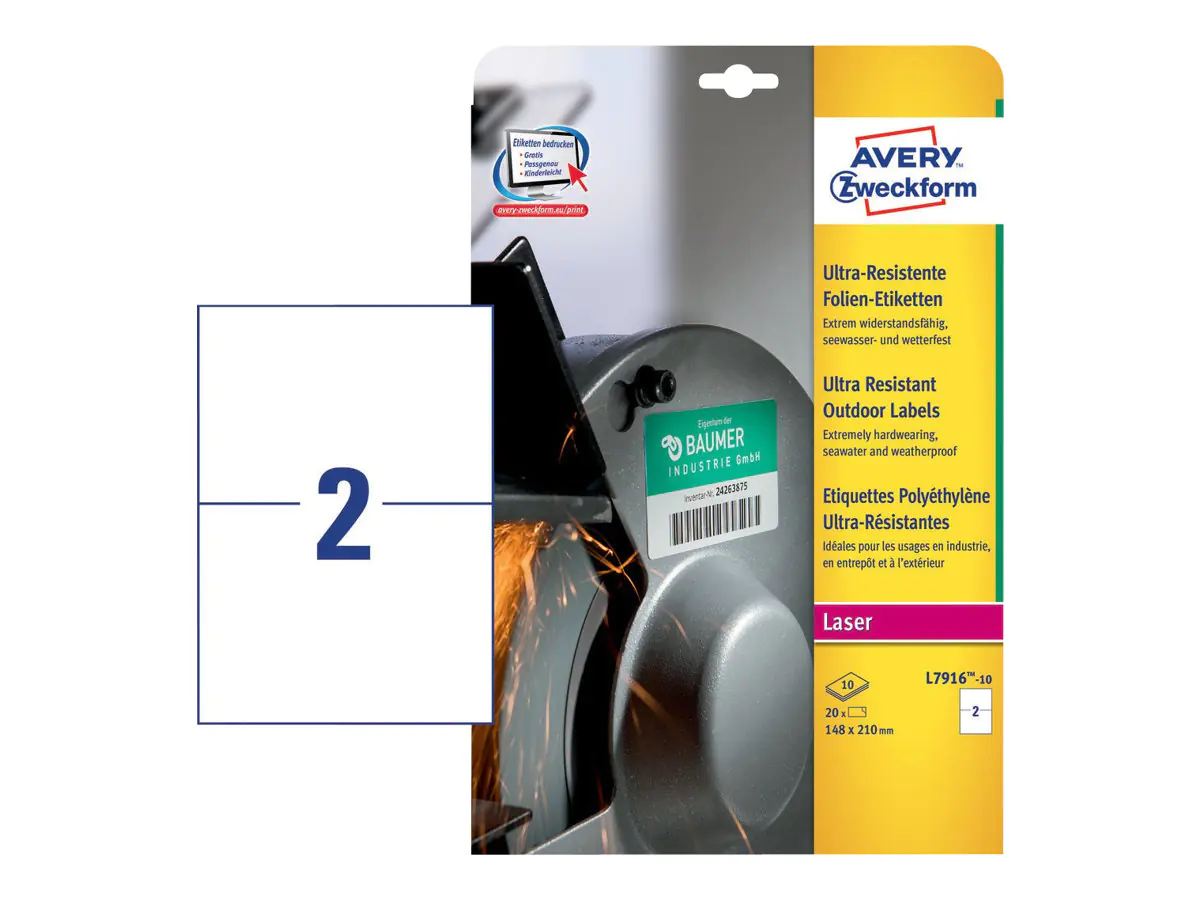 Avery Zweckform Folienetikett L7916-10 210x148mm 20 St./Pack.