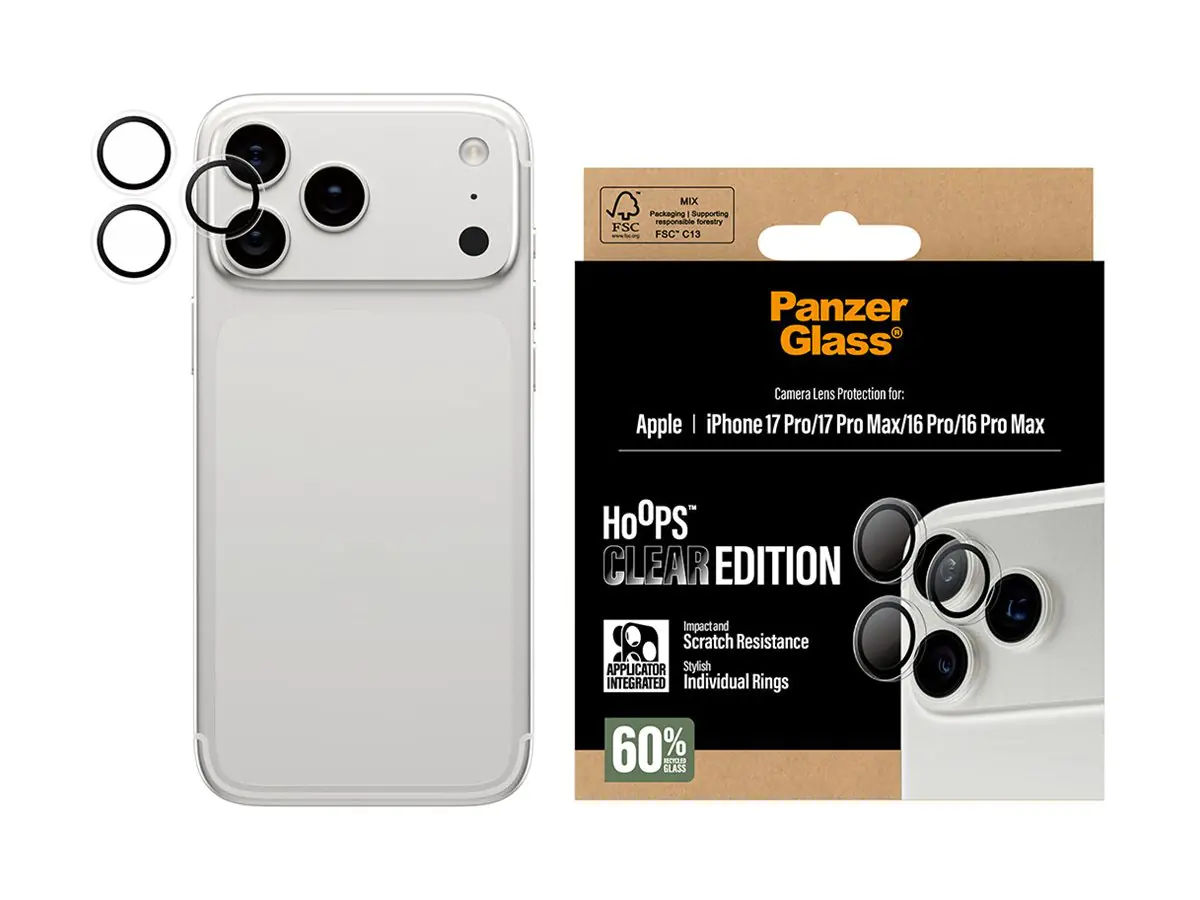 PanzerGlass Hoops Transparent Kameralinsebeskytter iPhone 17 Pro| 17 Max|