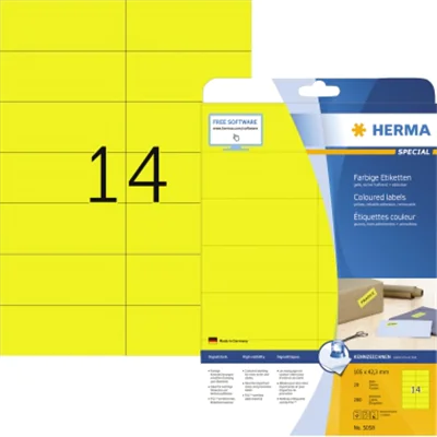 HERMA Etikett SPECIAL 5058 105x42,3mm gelb 280 St./Pack. HERMA Etikett SPECIAL 5058 105x42,3mm gelb 280 St./Pack.