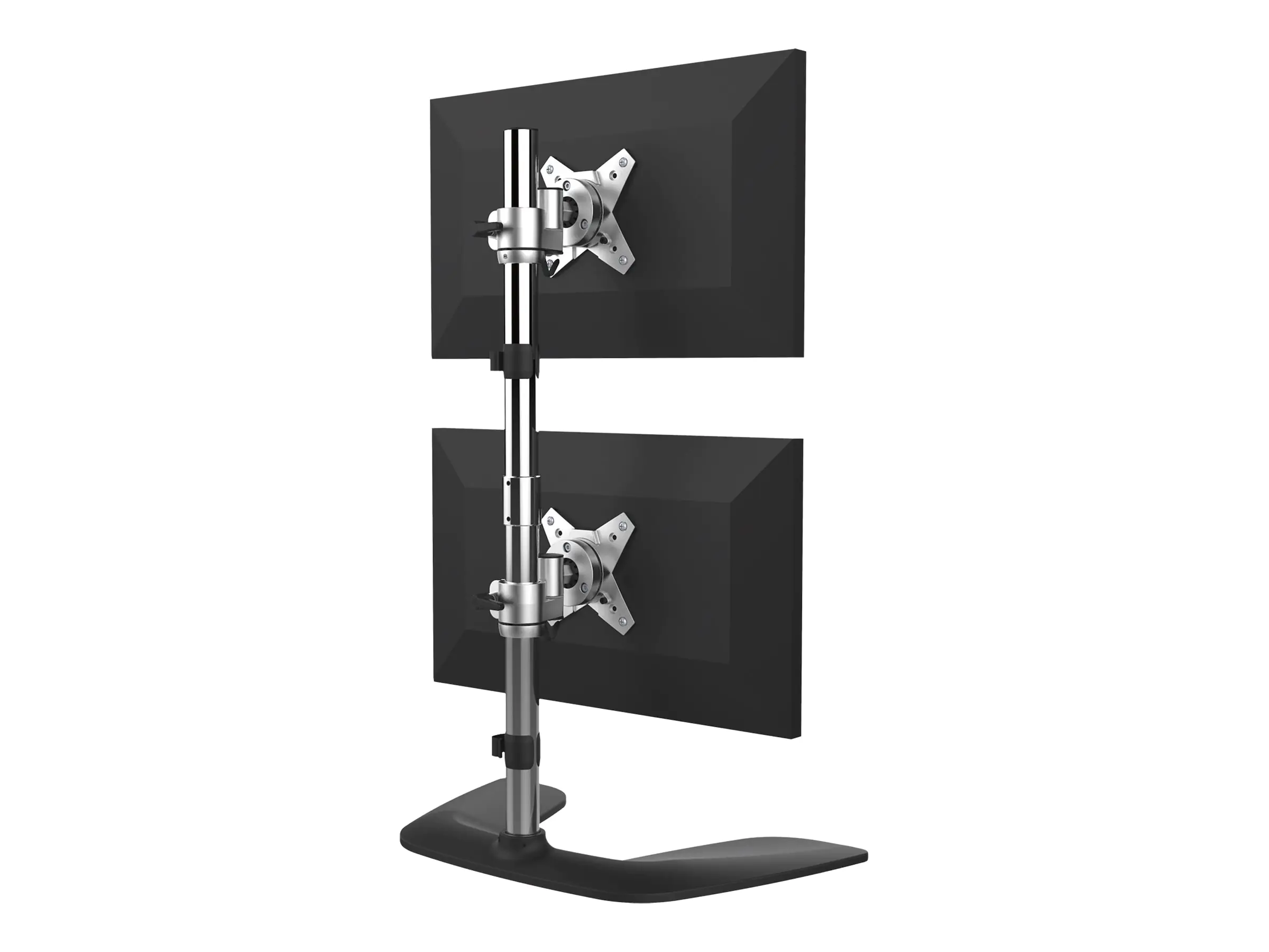 StarTech Monitorhalterung für zwei vertikal gestapelte Monitore - Ergonomischer Monitorarm für zwei VESA Monitore - bis zu 27"(je 8kg) Monitore - Freistehend, Höhenverstellbar - Silber (ARMDUOVS) - Aufstellung - für 2 Monitore - Kunststoff, Aluminium - Sc