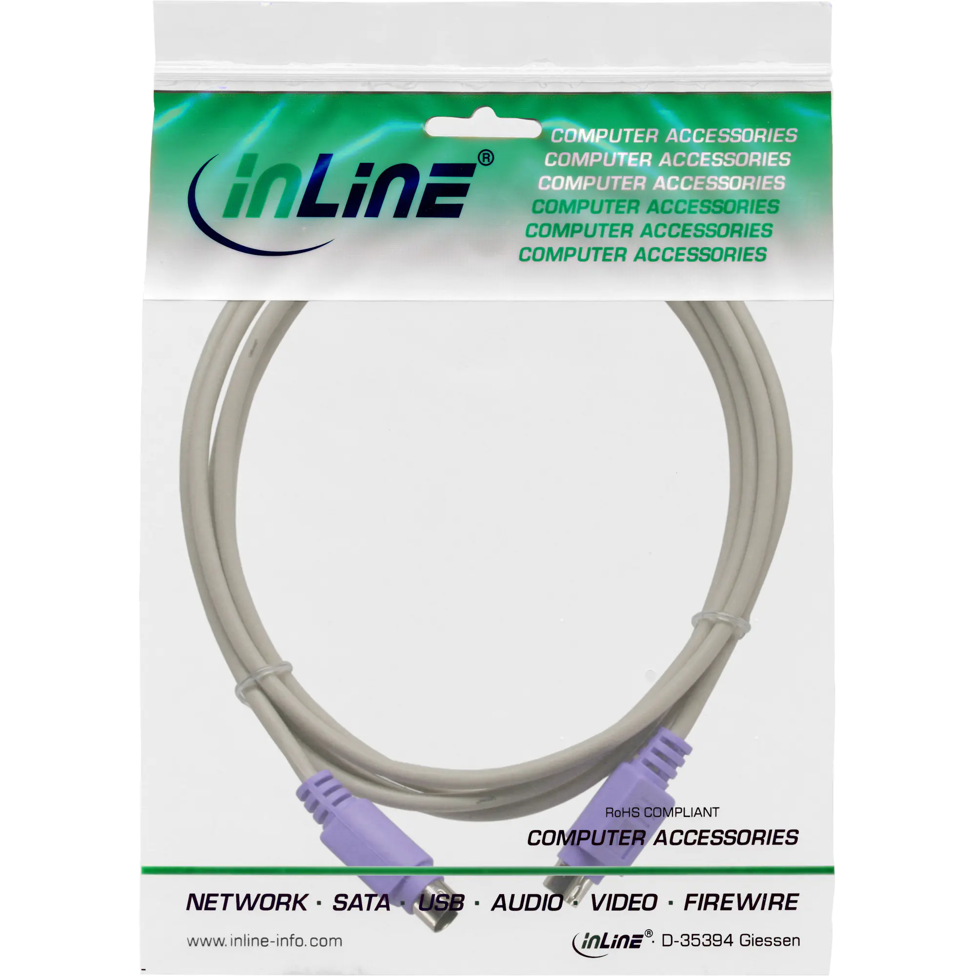 InLine - Tastatur- / Maus-Kabel - PS/2 (M) bis PS/2 (M) - 2 m - lila, beige