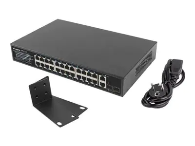 Lanberg Switch - unmanaged - 24 x 10Base-T + 2 x Combo Gigabit SFP/RJ-45 (Uplink) RSFE-24P-2C-250