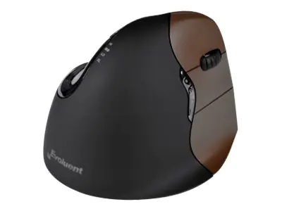 Bakker Evoluent 4 Small Wireless, Rechts, Vertikale Ausführung, Laser, RF Wireless, 2600 DPI, Schwarz, Braun BNEEVR4SW