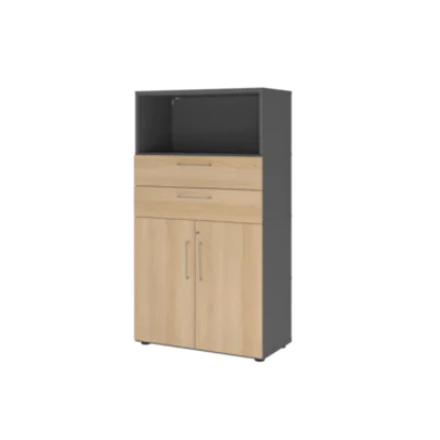 Hammerbacher Regalschrank FlexWall 800 x 1.452 x 417 mm (B x H x T) Flügeltür ohne Rollen Holz