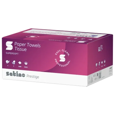 Satino Papierhandtuch prestige 25 x 23 cm (B x L) 100 % Zellstoff hochweiß 20 x 150 Bl./Pack. Satino Papierhandtuch prestige 25 x 23 cm (B x L) 100 % Zellstoff hochweiß 20 x 150 Bl./Pack.