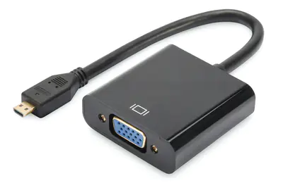Digitus - Video- / Audio-Adapter - 19 pin micro HDMI Type D männlich zu HD-15 (VGA), Mini-Stecker weiblich - Schwarz