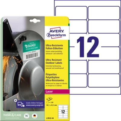 Avery Zweckform Folienetikett L7913-10 99,1x42,3mm 120 St./Pack. Avery Zweckform Folienetikett L7913-10 99,1x42,3mm 120 St./Pack.